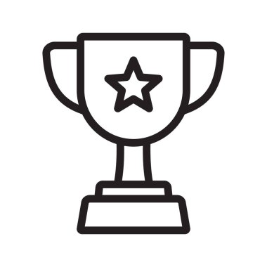 Yıldız ikonlu kupa, kazanan kupa çizgisi ikonu, zafer kupası ikonu.