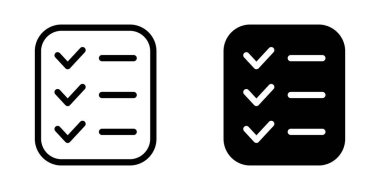 Kontrol Listesi Simgesi Ayarlandı. Yapılacaklar Listesi, Görevler, Anket Simgeleri.