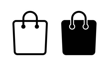 Alışveriş poşeti ikonu. Kağıt torba simgesi.