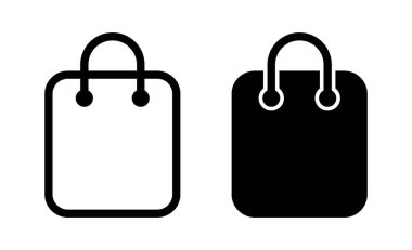 Alışveriş poşeti ikonu. Kağıt torba simgesi.