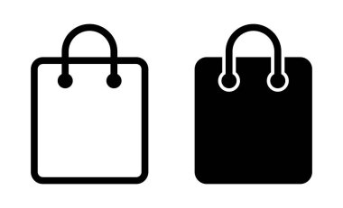 Alışveriş poşeti ikonu. Kağıt torba simgeleri.