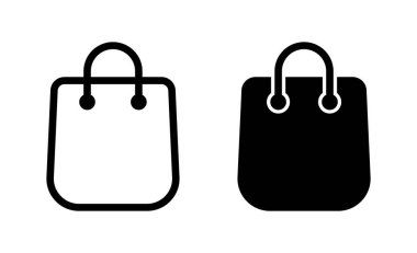 Alışveriş poşeti ikonu. Kağıt torba simgeleri.
