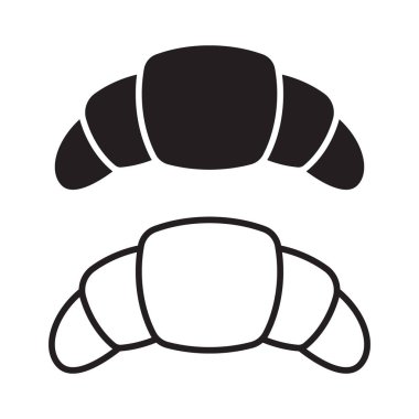 Kruvasan ikonu. Kruvasan simgeleri katı ve doğrusal.