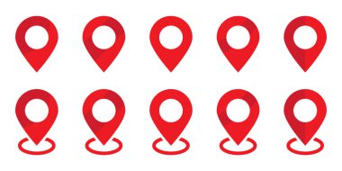 Kırmızı konum simgesi. Harita işaretleyici sembolünü kırmızı ile işaretle.