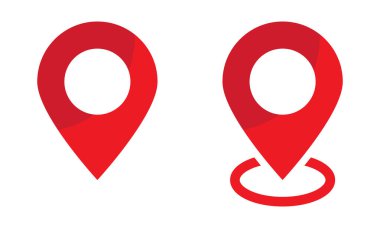 Kırmızı konum simgesi. Harita pin yön bulma simgesi.