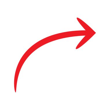 Kırmızıyla eğik ok. Web siteleri ve kullanıcı arayüzü için ok simgesi.