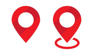 Kırmızı konum simgesi. Harita pin yön bulma simgesi.
