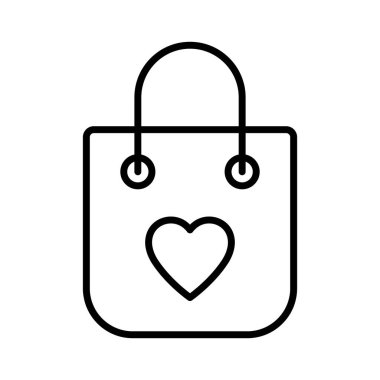 Kalp ikonlu alışveriş torbası hattı.