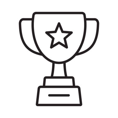 Yıldız ikonlu kupa, kazanan kupa çizgisi ikonu, zafer kupası ikonu.