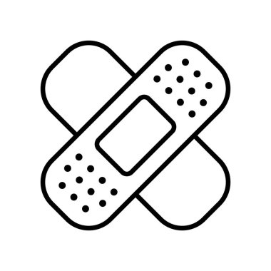 Sıva ya da yara bandı ikonu. Tıbbi yama çizgisi simgesi.