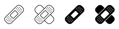 Sıva ya da yara bandı ikonu. Tıbbi yama simgesi seti.