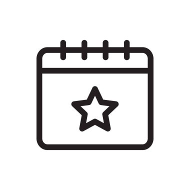 Yıldız simgesi ile takvim. Olay satırı simgesi.