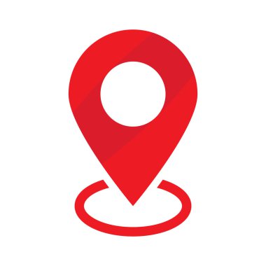 Kırmızı konum belirleme pimi. Kırmızı konum haritası simgesi.