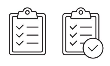 Görev planlama doğrusal simgeleri. Pano satırı simgesi. Web sitesi ve uygulama tasarımı için işaretleme listesi işareti.