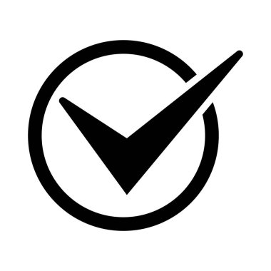 Simgeyi kontrol et. Siyah sembolü işaretle. Onaylanmış sembol. Tamam simge. Düğme işaretini kontrol et. Kene simgesi.