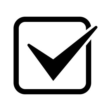 Simgeyi kontrol et. Siyah sembolü işaretle. Onaylanmış sembol. Tamam simge. Düğme işaretini kontrol et. Kene simgesi.