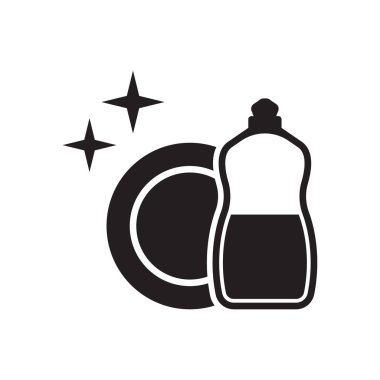 Temiz sofra takımı simgesi. Bulaşık yıkama. Temiz bulaşık ikonu. Bulaşıkları yıkıyorum. Bulaşık ikonu.