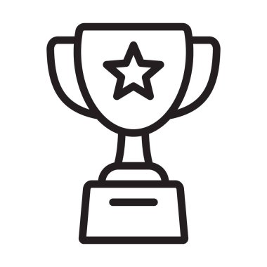 Yıldız ikonlu kupa, kazanan kupa çizgisi ikonu, zafer kupası ikonu.