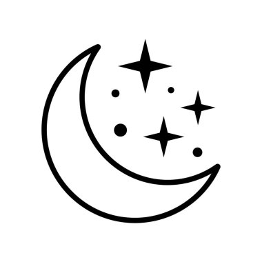Uyku ya da gece yarısı tarzı ikon. Ay ve yıldız simgesi.