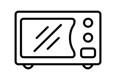 Mikrodalga fırın hattı ikonu. Mutfak elektronik simgesi.