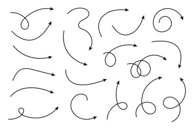 Doodle Biçimli Çarpık Ok Not ve Vurgulamalar için El Çizimi Vektör Sembolü.