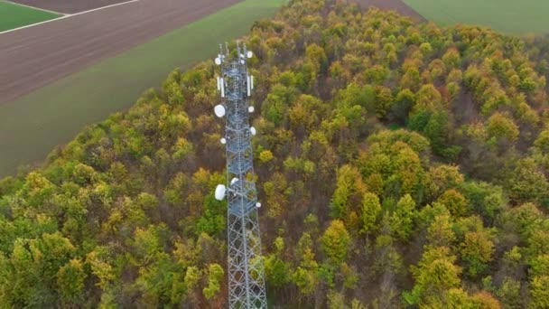 Communications Tower Drone Point View — Stock Video