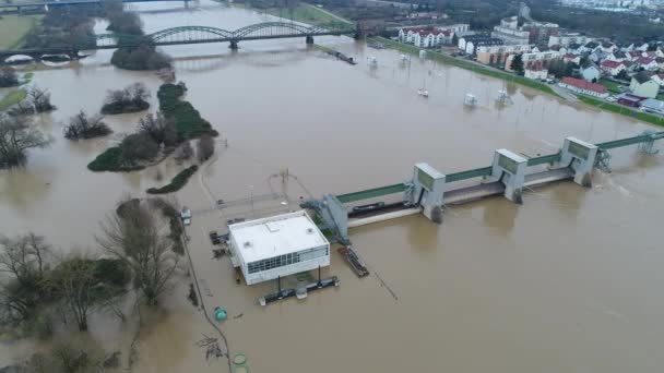 Bancs Inondés Rhin Main Allemagne Après Fortes Pluies — Video