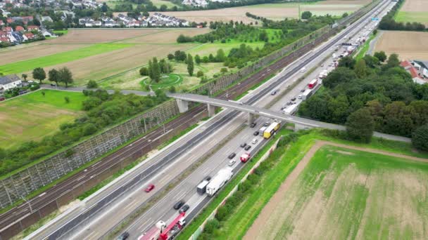 Weilbach Germania Agosto 2023 Traffico Intenso Ingorgo Sull Autostrada Tedesca — Video Stock