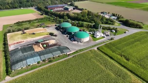 Biogas Plant Drone Footage Aerial View — Stock Video