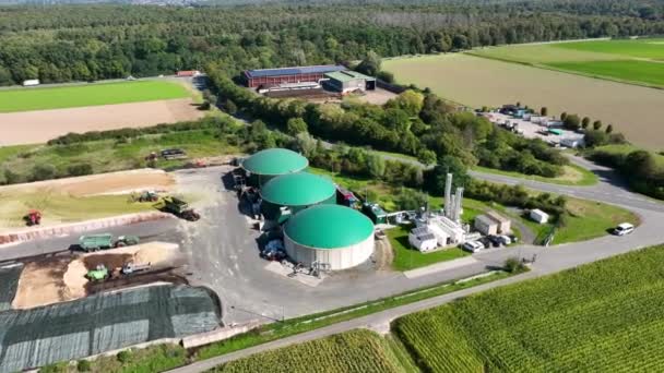 Biogáz Üzem Drónfelvételek Légi Felvétel — Stock videók