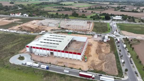Grand Chantier Construction Bâtiments Industriels Vue Aérienne Point Vue Drone — Video