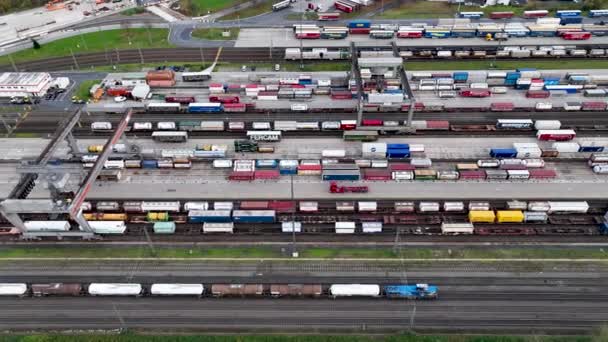 Хуберт Німеччина Листопада 2023 Велика Вантажна Транспортна Станція Koeln Eifeltor — стокове відео