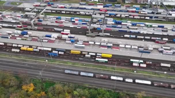 Huerth Alemania Noviembre 2023 Gran Estación Transporte Mercancías Koeln Eifeltor — Vídeo de stock