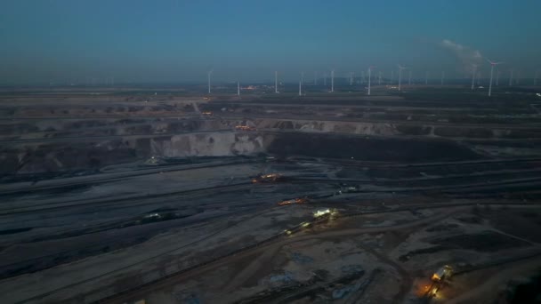 Braunkohletagebau Niemcy Kopalnia Odkrywkowa Węgla Brunatnego Zmierzchu — Wideo stockowe
