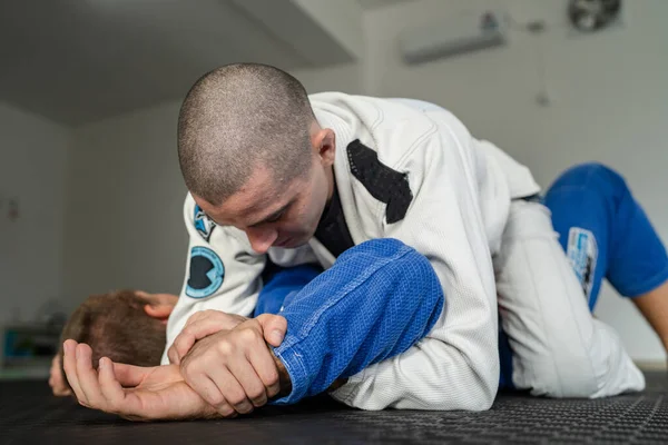 Brezilya Jiu Jitsu Americana Eğiten Iki Sporcu Akademide Bjj Nin — Stok fotoğraf