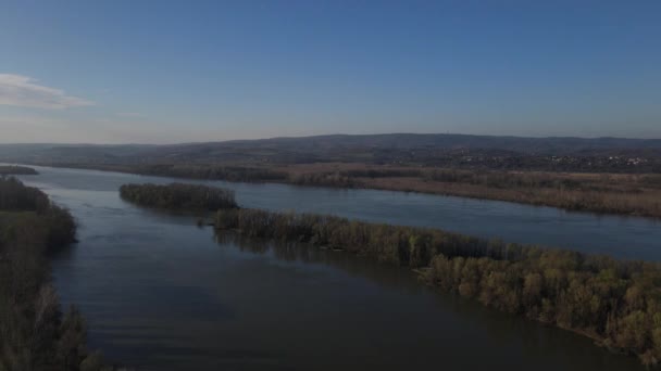 Вид Повітря Дунай Сербії Поблизу Нового Саду Вранці — стокове відео