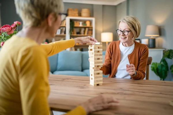 Two Senior Women Female Woman Friends Family Sisters Play Leisure — Stock Photo, Image