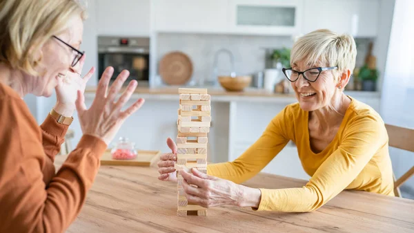 Two Senior Women Female Woman Friends Family Sisters Play Leisure — Stock Photo, Image
