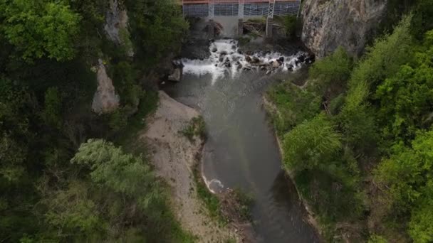 Vista Aérea Del Dron Presa Río Timok Serbia Cerca Knjazevac — Vídeo de stock