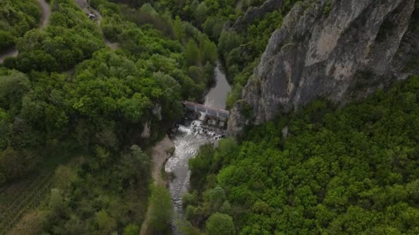 Vue Aérienne Par Drone Barrage Sur Rivière Timok Serbie Près — Video