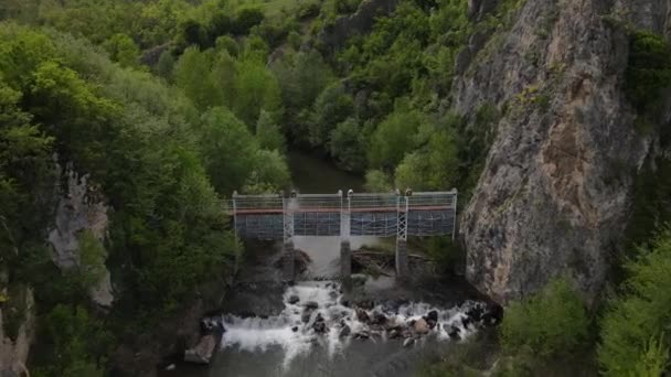 Vue Aérienne Par Drone Barrage Sur Rivière Timok Serbie Près — Video