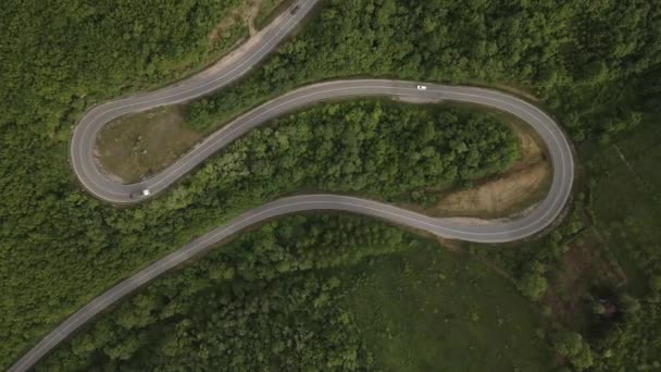 Vue Aérienne Vue Drone Sur Automobile Sur Route Travers Les — Video