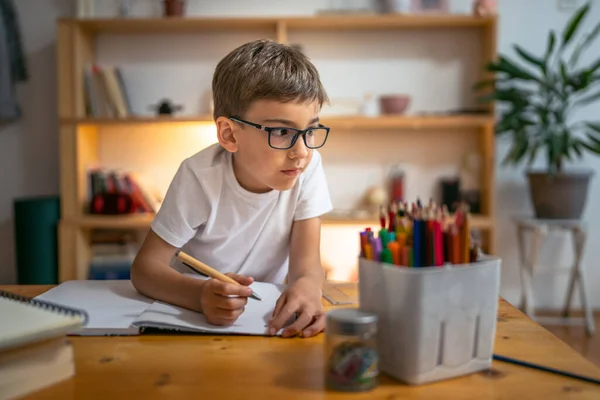 少年児童生徒家庭での宿題の勉強 — ストック写真