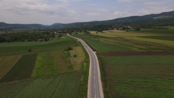 Car Drive Road Concetto Viaggio Aereo Drone Punto Vista — Video Stock
