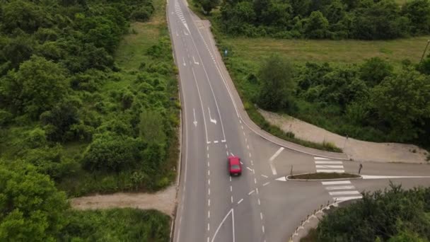 Voiture Conduite Sur Route Concept Voyage Aérien Point Vue Drone — Video