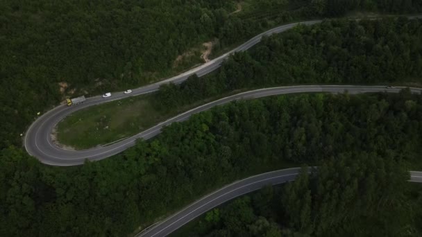 Sırbistan Yeşil Manzara Taşımacılığı Seyahat Konseptiyle Çevrili Dolambaçlı Yol Boyunca — Stok video