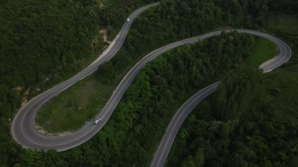 세르비아의 도로를 친환경적 풍경적 컨셉으로 둘러싸인 세르비아 지대의 아스팔트 공중에서 — 비디오