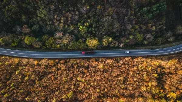 Truck Vehicle Drive Tresibaba Mountain Range Nature Aerial View Autumn — Stock Photo, Image