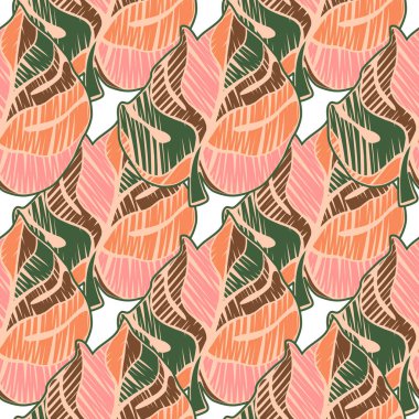 Karalama canavarı tropikal ve pürüzsüz bir iz bırakır. Nakışlı palmiye yaprağı sonsuz duvar kağıdı. Egzotik Hawaii orman arka planı. Yağmur ormanı geçmişi. Kumaş, tekstil baskısı, ambalaj, kapak için tasarım