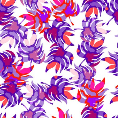 Yağmur ormanı palmiyesi tropikal iz bırakır. Soyut yaprak sonsuz duvar kağıdı. Egzotik Hawaii orman arka planı. Kumaş, tekstil baskısı, ambalaj, kapak tasarımı. Vektör illüstrasyonu